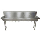 Thumbnail image #1 for BK Resources MSHS-96F1B Four-Station Freestanding 304 Stainless Steel Hand Wash Sink, 96 in W x 19-7/8 in D, 8 in Deep Bowl
