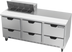 Thumbnail image #1 for Beverage-Air SPED72HC-08-6 72-Inch Three-Section Sandwich Top Refrigerated Prep Table with 6 Drawers and 8-Pan Opening