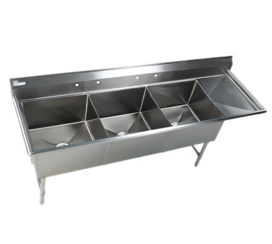 Product image #1 for Elite Heavy-Duty Three-Compartment Stainless Steel Sink with Right-Hand Drainboard