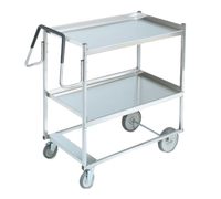 Vollrath Heavy-Duty Stainless Steel Two-Shelf Bus Cart with Raised Lower Shelf