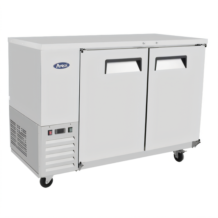 Product image #1 for Atosa Shallow Depth Two-Section Back Bar Cooler, 15 Cu. Ft., 2 Solid Doors