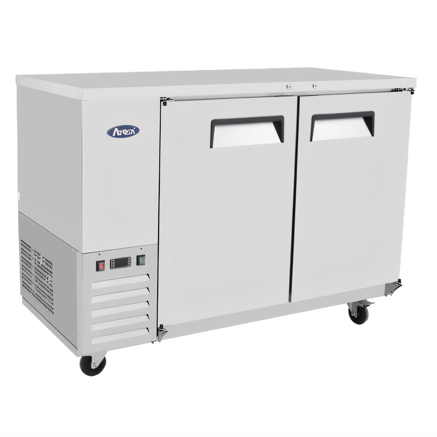 Product image #1 for Atosa Shallow Depth Two-Section Back Bar Cooler, 15 Cu. Ft., 2 Solid Doors