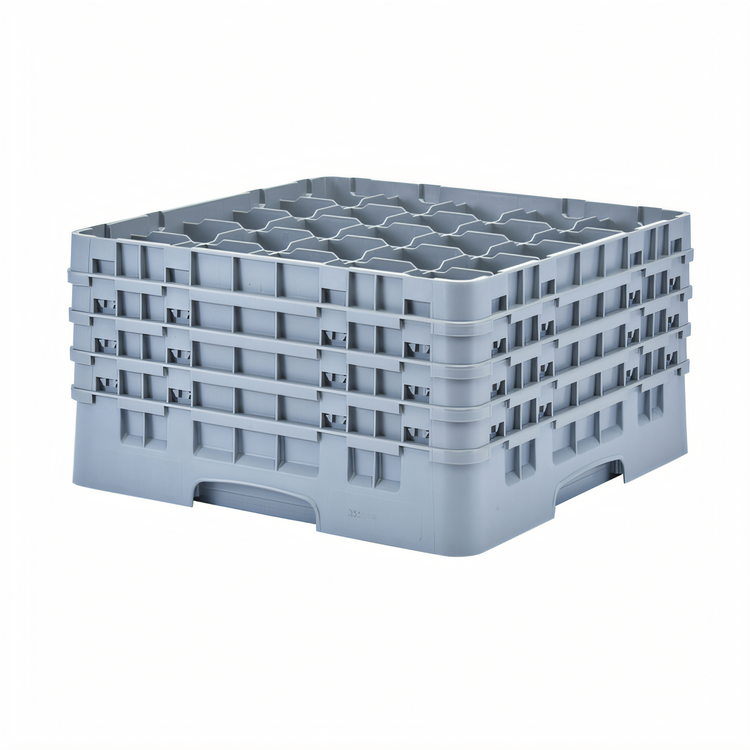 Product image #2 for Cambro Camrack® Full-Size Low-Profile 25-Compartment Glass Rack with 4 Soft Gray Extenders