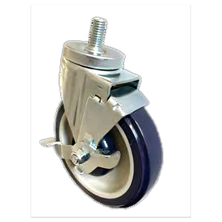 Product image #1 for 4-Piece Universal Swivel Threaded Stem Caster Set for Work Tables and Equipment Stands, 5-Inch Polyurethane Wheels, 1/2-13 Thread, With 2 Locking Casters