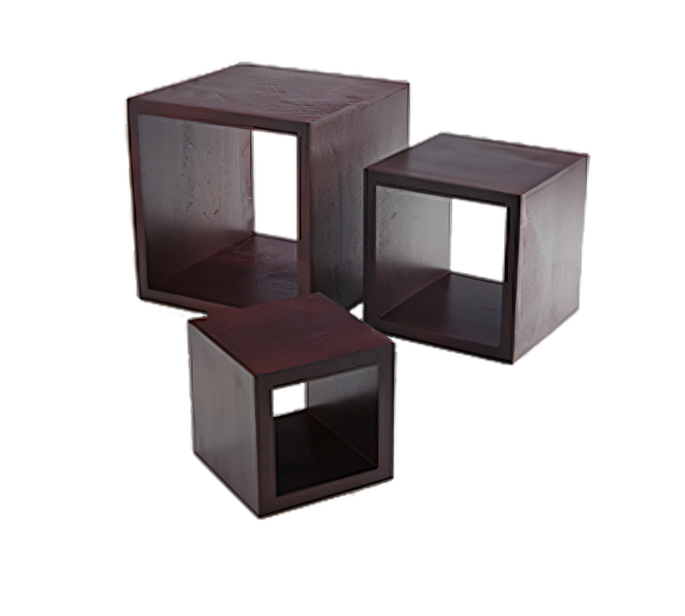 Product image #1 for American Metalcraft Mahogany Wood Square Buffet Riser Set, 3-Piece, 5/7/9 Inch