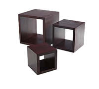 American Metalcraft Mahogany Wood Square Buffet Riser Set, 3-Piece, 5/7/9 Inch