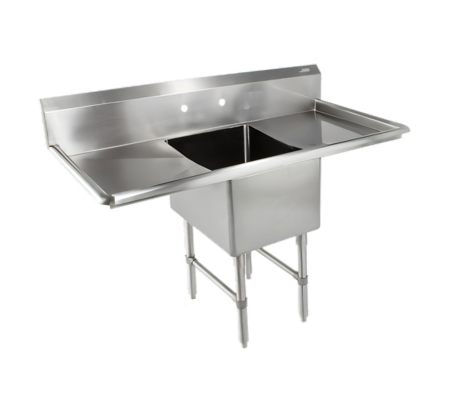 Product image #1 for John Boos B Series 1-Compartment Sink with 2 Drainboards and Splash-Mount Faucet Holes, 75-1/4" W