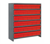 Quantum Closed Heavy-Duty Wire Shelving Unit with 7 Shelves and 36 Bins, 18 x 36 x 39 Inches