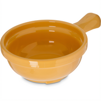 Carlisle Handled 8 oz Stackable Footed Soup Bowl, Honey Yellow