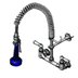 Thumbnail image #1 for T&S Brass EasyInstall 8-Inch Wall Mount Pre-Rinse Mixing Faucet with 32-Inch Hose and 1.07 GPM Spray Valve