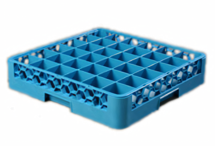 Product image #1 for Carlisle OptiClean 36-Compartment Full-Size Dishwasher Glass Rack, Blue Polypropylene