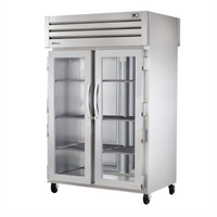 True SPEC SERIES Pass-Thru Heated Holding Cabinet, 2-Section, Glass Front Doors, Stainless Rear Doors