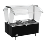 Thumbnail image #1 for Eagle Group Service Mate CDHT4-240-3 4-Well Countertop Electric Buffet Hot Food Table with Double-Sided Sneeze Guard, 240V 3-Phase
