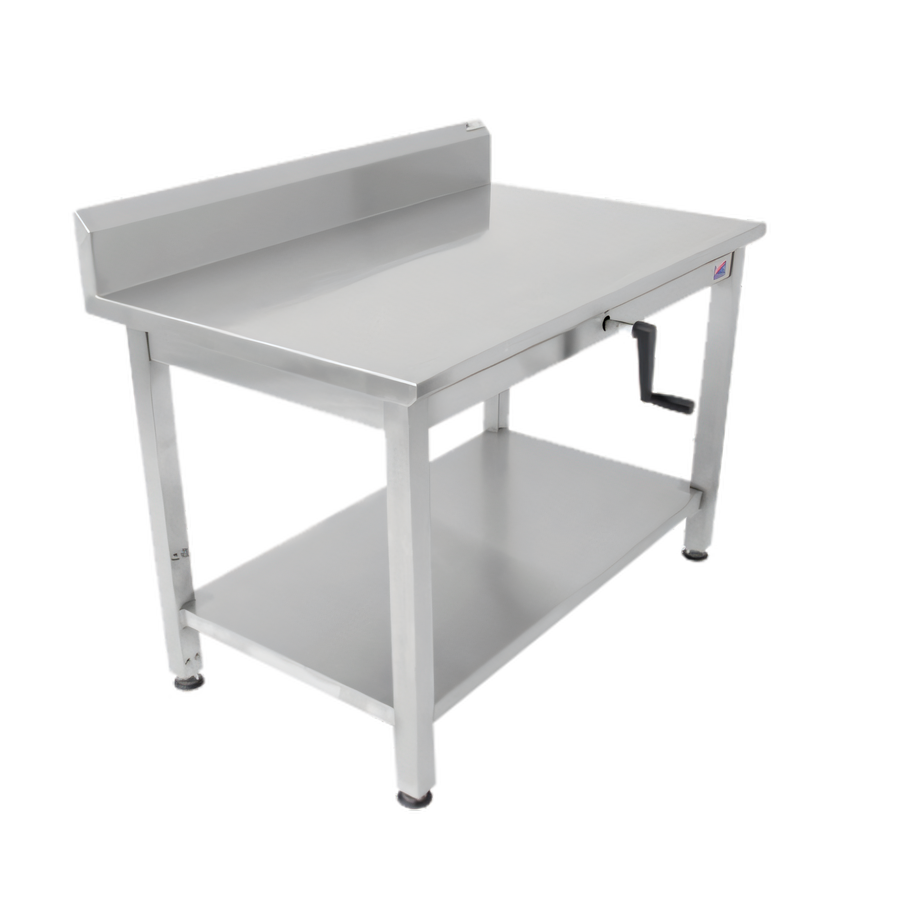 Product image #1 for John Boos Hydraulic Lift ADA Stainless Steel Work Table with 5-Inch Backsplash, 72 x 30 Inches