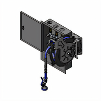 Retractable Hose Reel Assembly with Stainless Steel Water Control Cabinet, Open Coated Reel, 35-Foot Hose, Wall Mount