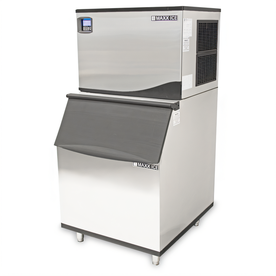 Product image #1 for Maxx Ice 580 lb Stainless Steel Ice Storage Bin with Sloped Front and Top-Hinged Access Door