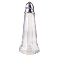 Winco 1 oz Glass Tower Salt and Pepper Shaker with Stainless Steel Top