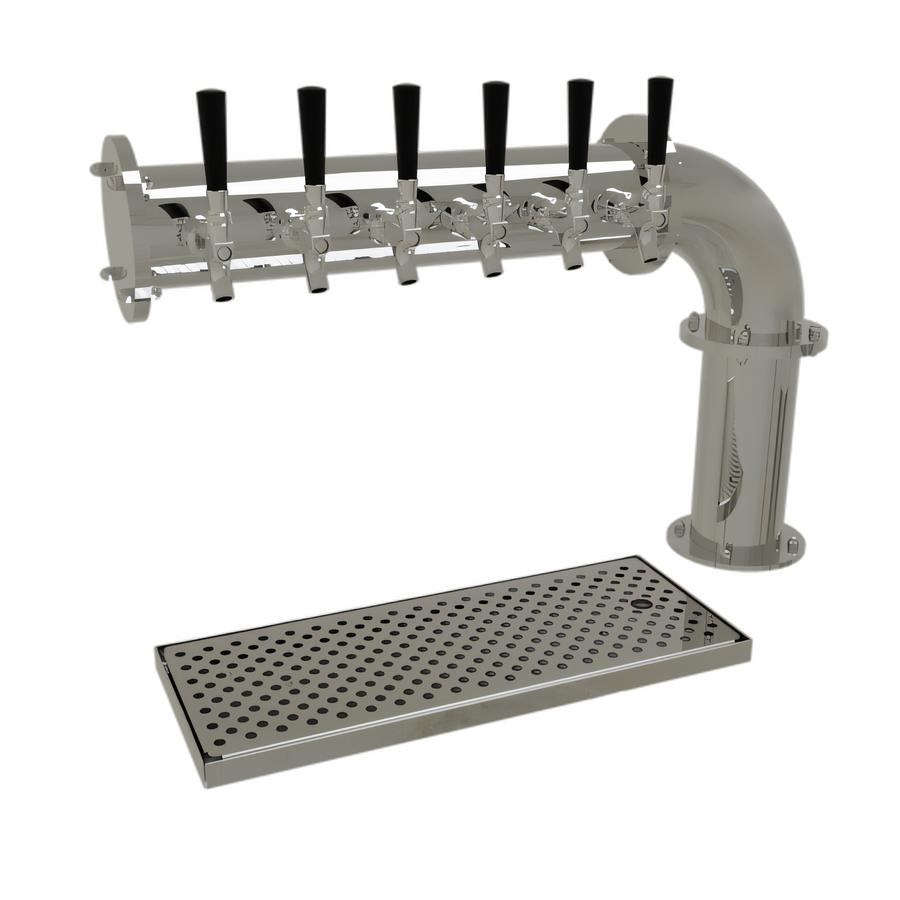 Product image #1 for Glastender PC-6-MFR Countertop Pipe Cantilever Draft Dispensing Tower, 6 Faucets, Glycol-Cooled, Mirror Finish