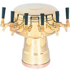 Thumbnail image #1 for Micro Matic USA MTB-6BR Mushroom Countertop Air-Cooled 6-Faucet Polished Brass Draft Beer Tower