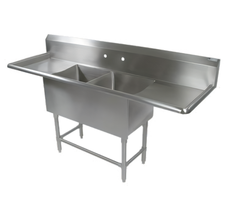 Product image #1 for John Boos Pro-Bowl 2-Compartment Stainless Steel Sink with Left and Right Drainboards
