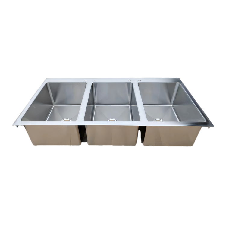 Product image #1 for Three-Compartment Drop-In Stainless Steel Sink with 16 x 20 x 12 Inch Compartments
