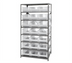 Thumbnail image #1 for Quantum Heavy-Duty Stationary Wire Shelving Unit with 8 Shelves and 21 Clear Bins