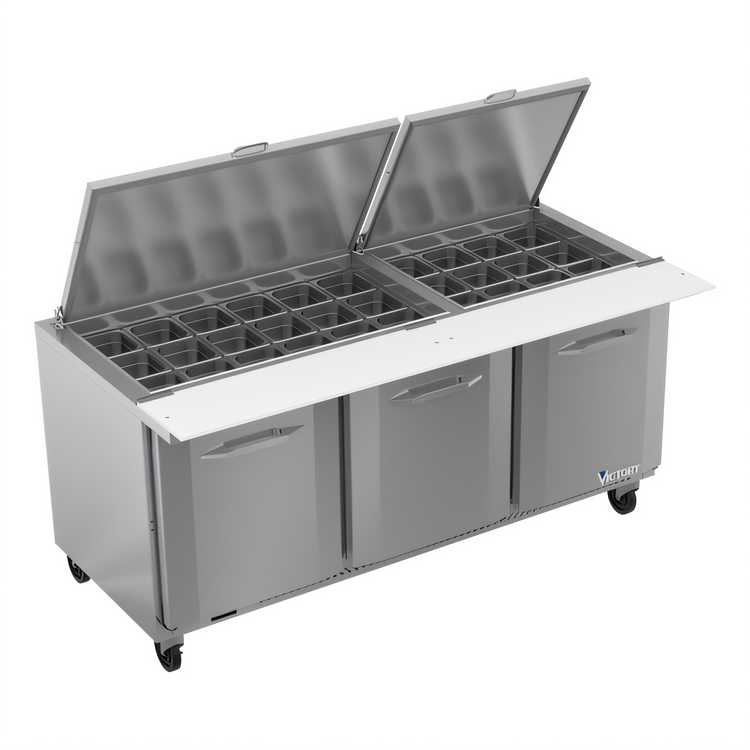 Product image #1 for Victory UltraSpec V-Core 72-Inch Three-Section Sandwich Prep Mega Top Refrigerator