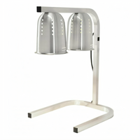Omcan USA 2-Bulb Freestanding Heat Lamp with Infrared Bulbs and Ventilated Aluminum Reflectors