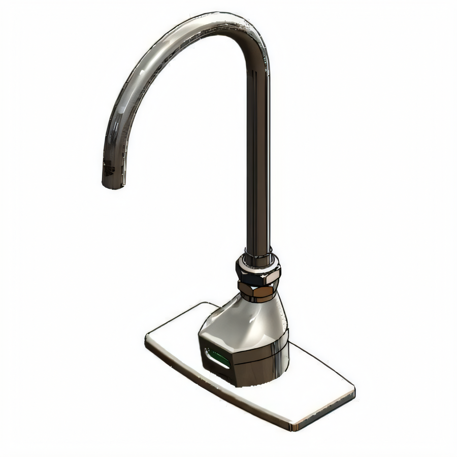 Product image #1 for ChekPoint Touchless Electronic Deck-Mount Faucet with 5-11/16-Inch Gooseneck and Thermostatic Mixing Valve