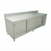 Thumbnail image #1 for 72-Inch Stainless Steel Cabinet Base Work Table with Sliding Doors and 3 Drawers, 30-Inch Deep, 6-Inch Backsplash