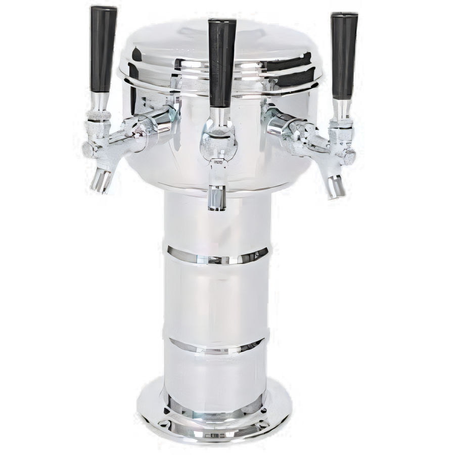 Product image #1 for Mini-Mushroom Countertop Glycol-Cooled 3-Faucet Stainless Steel Draft Beer Tower