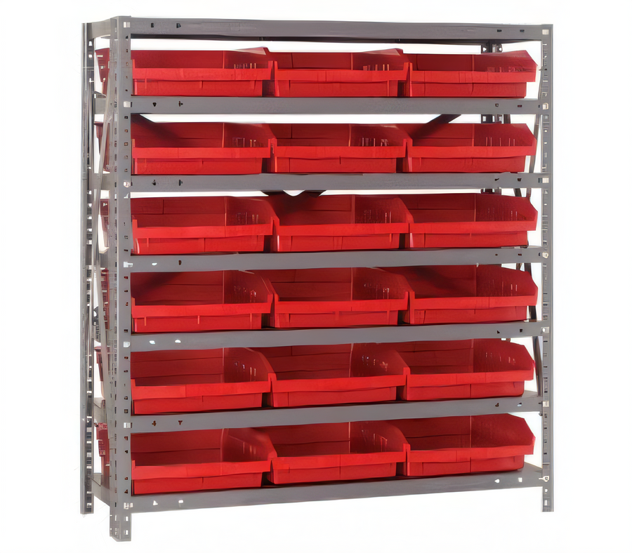 Product image #1 for Quantum Heavy-Duty Stationary Wire Shelving Unit with 7 Shelves and 18 Bins, 36 x 12 x 39 Inches