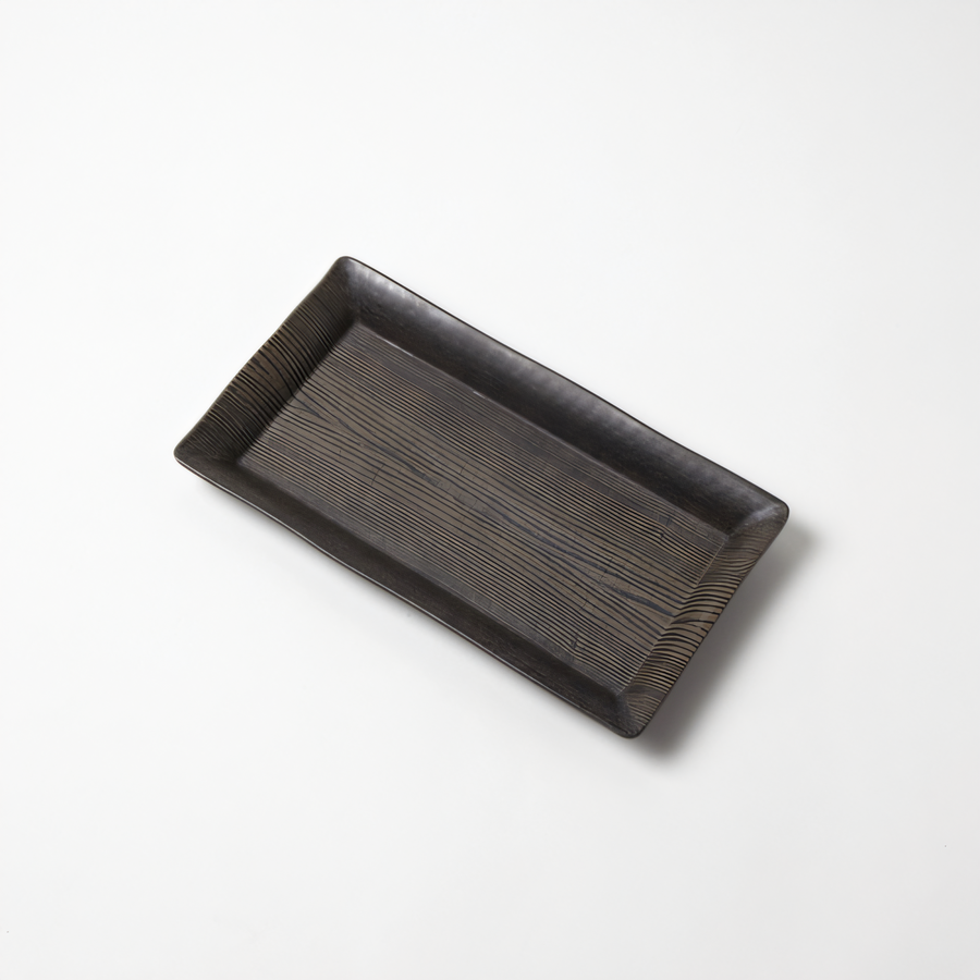 Product image #1 for American Metalcraft 14-Inch Rectangular Melamine Platter with Walnut Wood Pattern