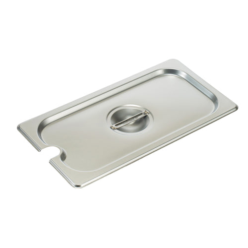 Product image #1 for Winco 1/3 Size Slotted Steam Table Pan Cover with Handle, 18/8 Stainless Steel