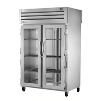SPEC Series 2-Section Pass-Thru Reach-In Refrigerator with Glass Front Doors and Solid Stainless Rear Doors