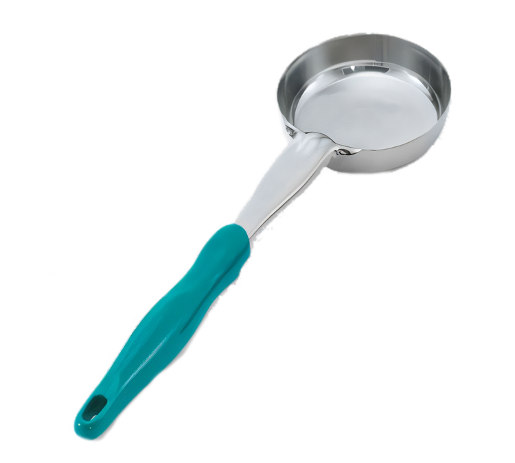 Product image #1 for Vollrath Jacob's Pride 6 oz Solid Round Bowl Spoodle Portion Control Serving Spoon with Teal Handle
