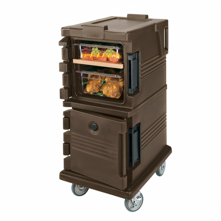 Product image #2 for Cambro Ultra Camcart Double-Compartment Front-Loading Insulated Food Pan Carrier, Dark Brown