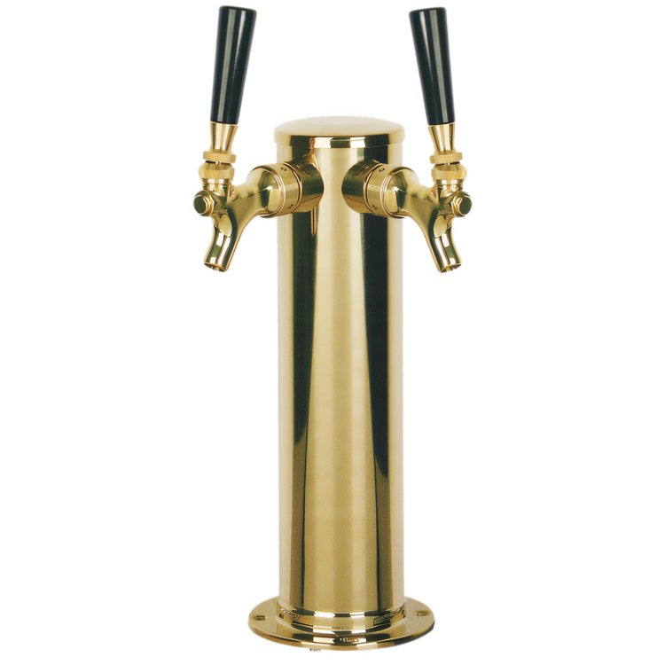 Product image #1 for Micro Matic D4743DT-PVD Air-Cooled 3-Inch Single Column 2-Faucet Draft Beer Tower with PVD Brass Finish