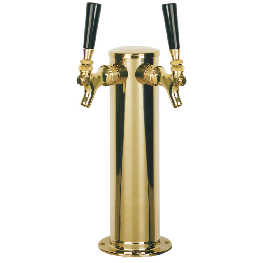 Product image #1 for Micro Matic D4743DT-PVD Air-Cooled 3-Inch Single Column 2-Faucet Draft Beer Tower with PVD Brass Finish