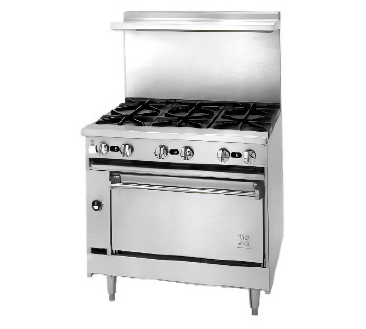 Product image #1 for Jade Range Bistro JBR-2-24G-36 36" Gas Restaurant Range with 2 Open Burners, 24" Manual Griddle, and Standard Oven