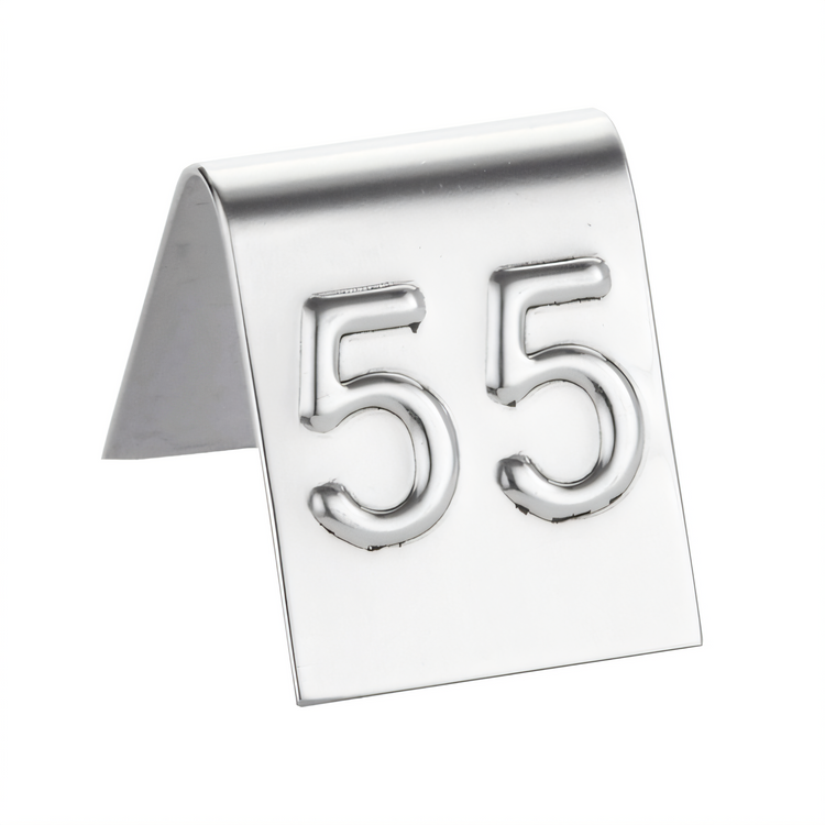 Product image #1 for American Metalcraft Mini Embossed Stainless Steel Number Tents, Set 1-200
