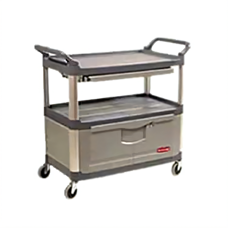 Product image #1 for Rubbermaid Commercial Xtra Instrument Cart with Lockable Doors, Sliding Drawers, 2 Shelves, Gray