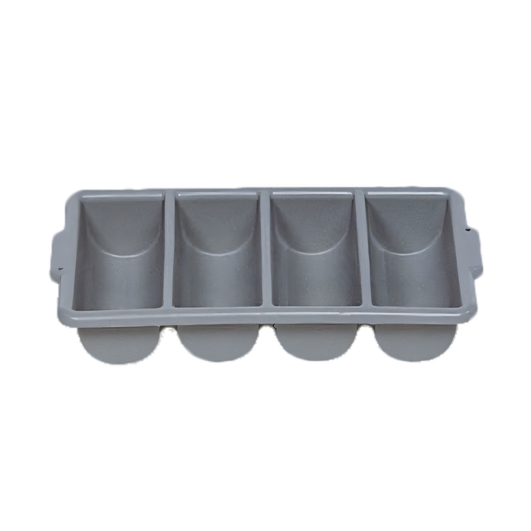 Product image #1 for Admiral Craft 4-Compartment Gray Plastic Cutlery Bin with Integral Side Handles