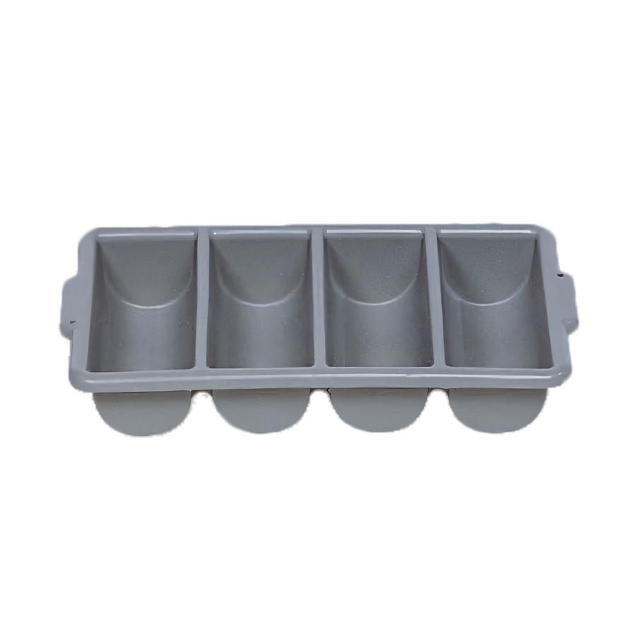 Product image #1 for Admiral Craft 4-Compartment Gray Plastic Cutlery Bin with Integral Side Handles