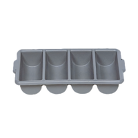 Admiral Craft 4-Compartment Gray Plastic Cutlery Bin with Integral Side Handles