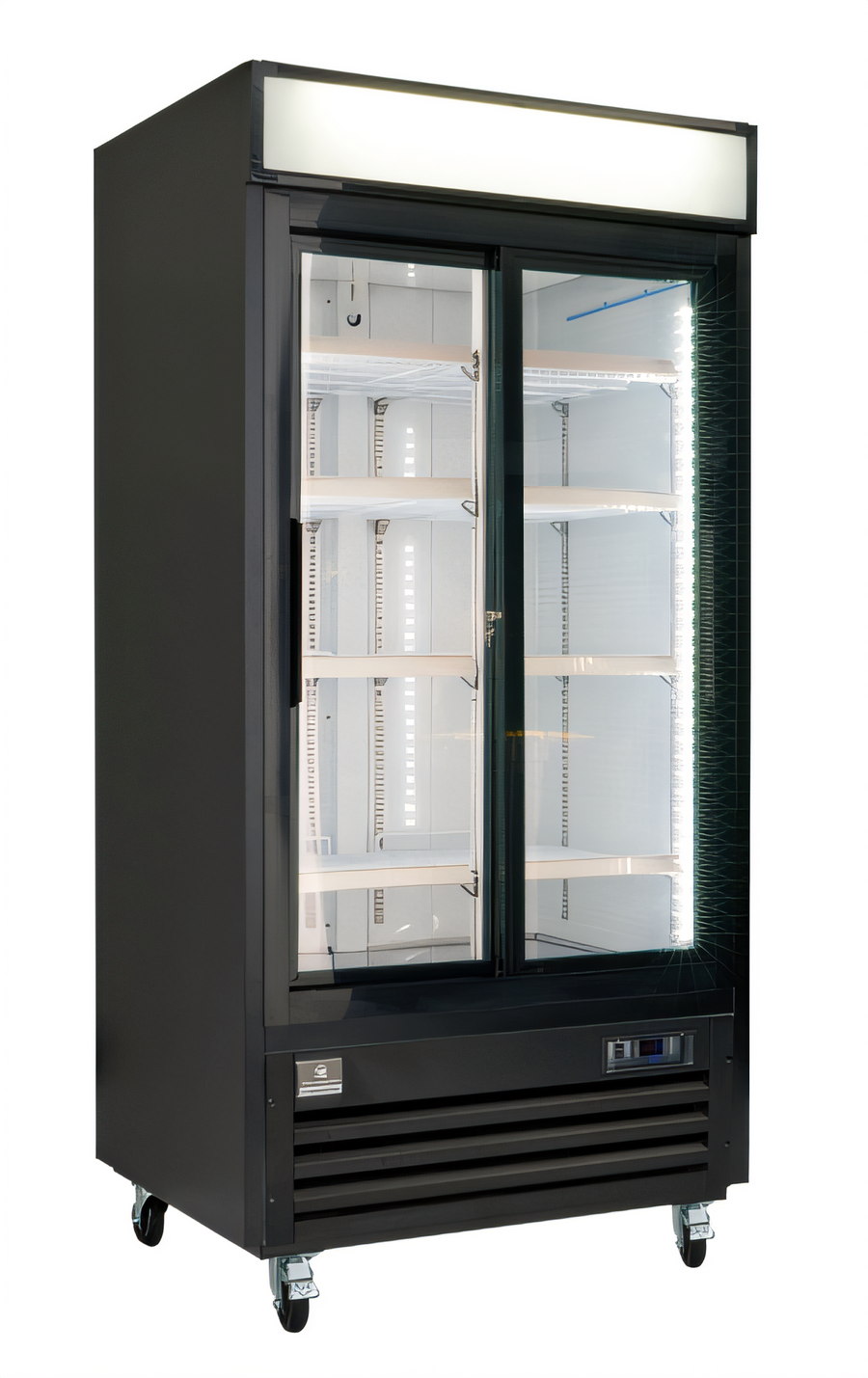 Product image #1 for Kelvinator Commercial 39.5-Inch Two-Section Reach-In Glass Door Refrigerated Merchandiser, Bottom-Mount, 36 Cu. Ft., Sliding Doors