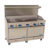 Comstock-Castle 60-Inch Commercial Gas Range with 3/4-Inch Griddle, 2 Standard Ovens and Back Riser High Shelf