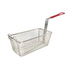 Thumbnail image #1 for Winco FB-25 Rectangular Nickel-Plated Steel Floor Fryer Basket with Red Handle, 12-7/8 x 6-5/8 x 5-1/4 Inch