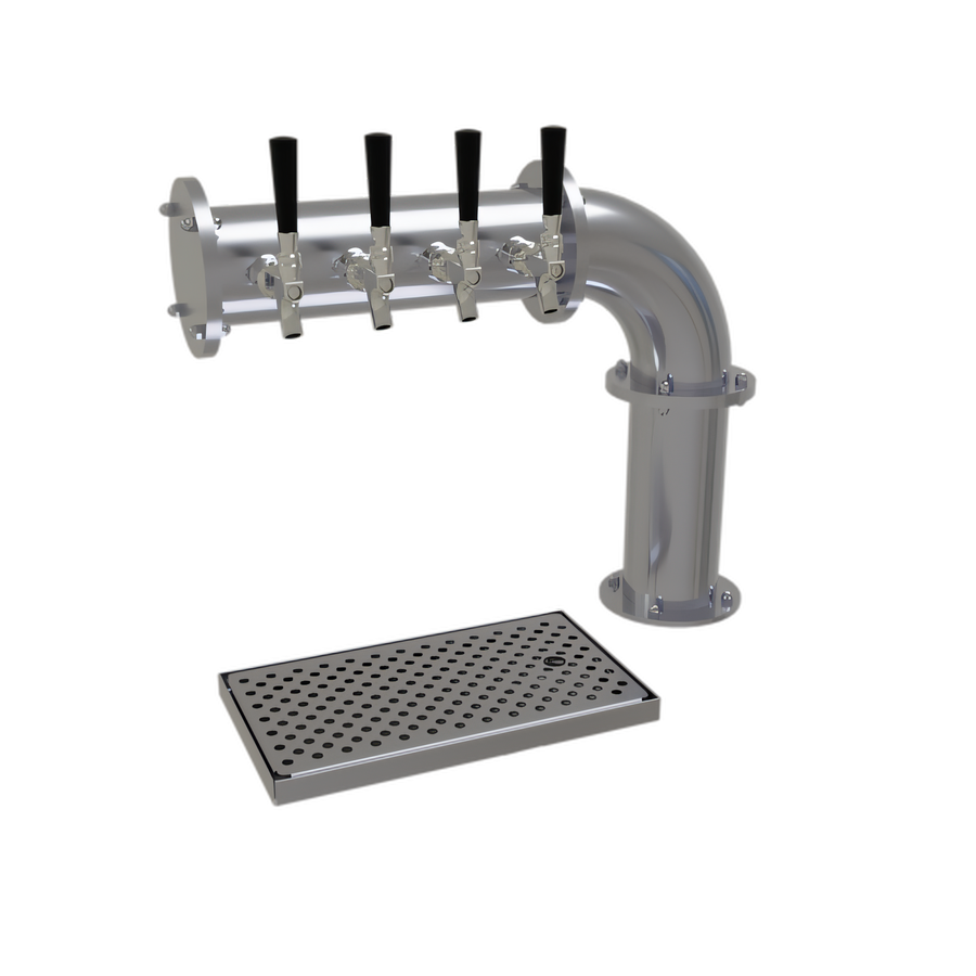 Product image #1 for Glastender Countertop Pipe Cantilever Draft Dispensing Tower, 4 Faucets, Glycol-Cooled, Stainless Steel Finish