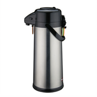 Winco AP-535 3 Liter Glass-Lined Stainless Steel Airpot with Push Button and Swivel Base